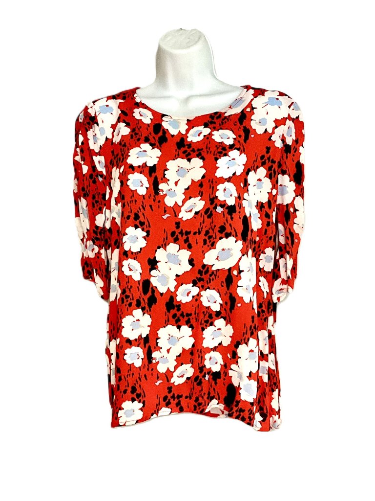 Garcia Red Floral Abstract Viscose Blouse Top Size M India